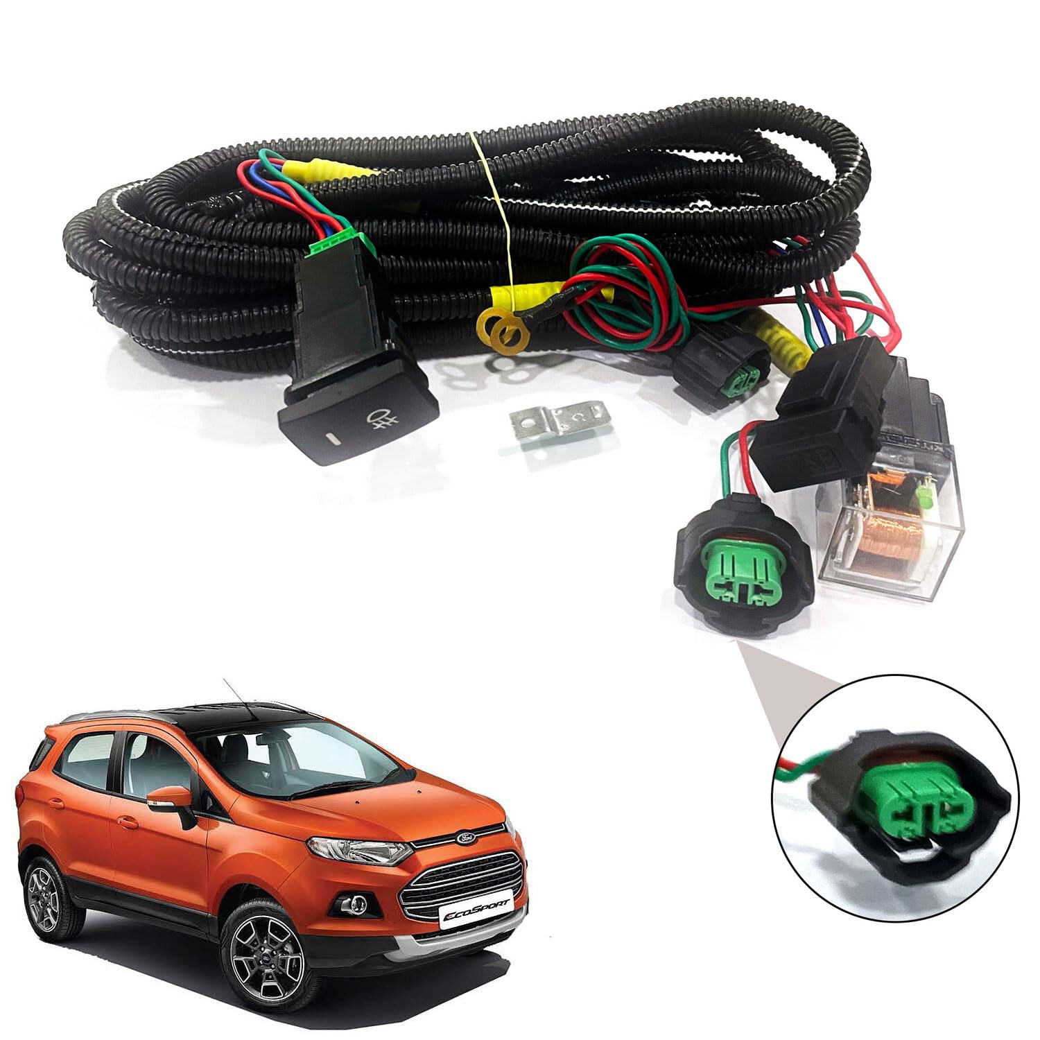 Auto Pearl Foglight Harness LED Indicator Harness Wiring Socket Switch Kit 12V/40A Relay for Ecosport 2017 onwards-image-30