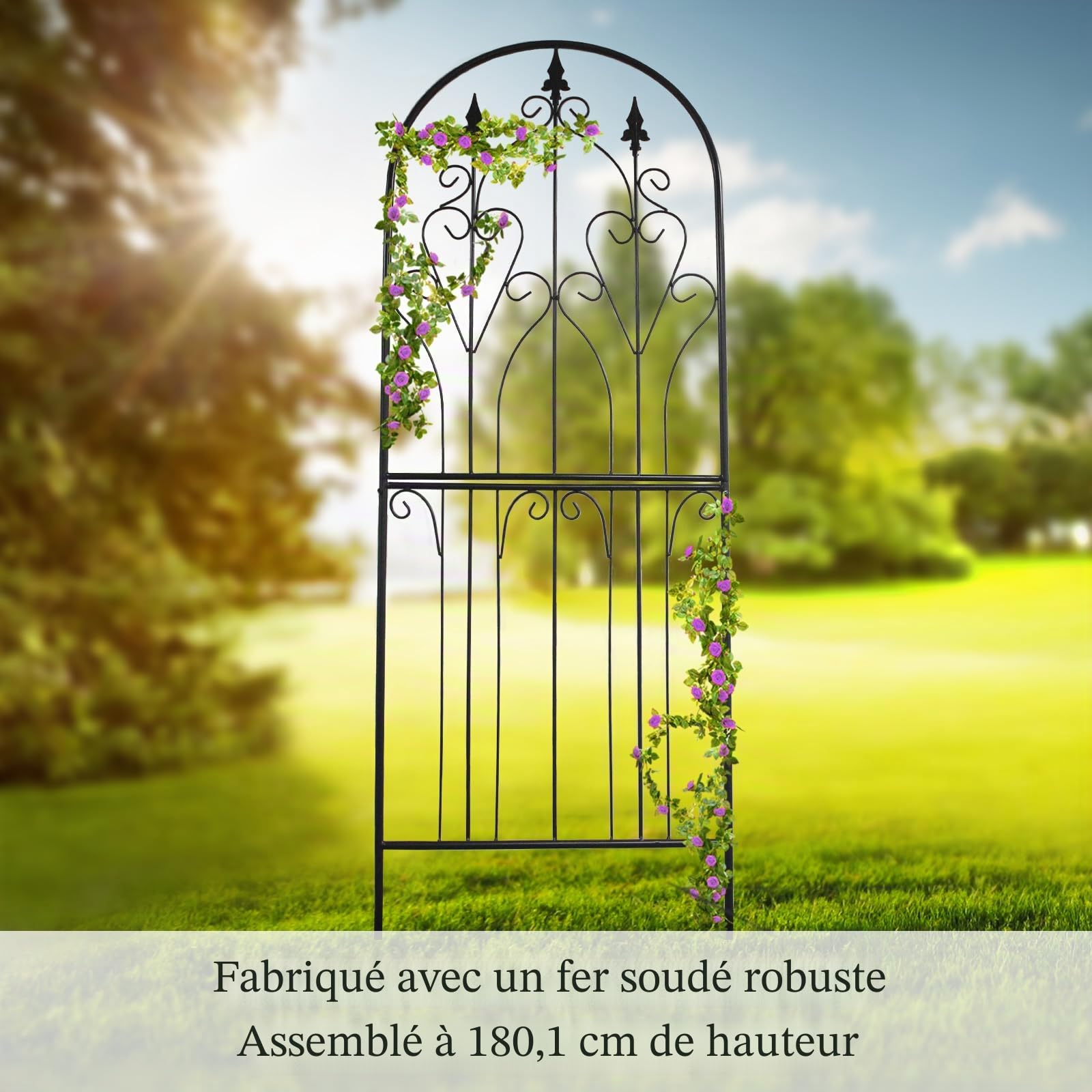 Garden Treillis 180 cm x 65 cm x 1,6 cm Métal Matériau de Haute Qualité Résistant à la Rouille Structure pour Plantes Grimpantes Vignes Fleurs Élégant Jardin Rosiers Vignes