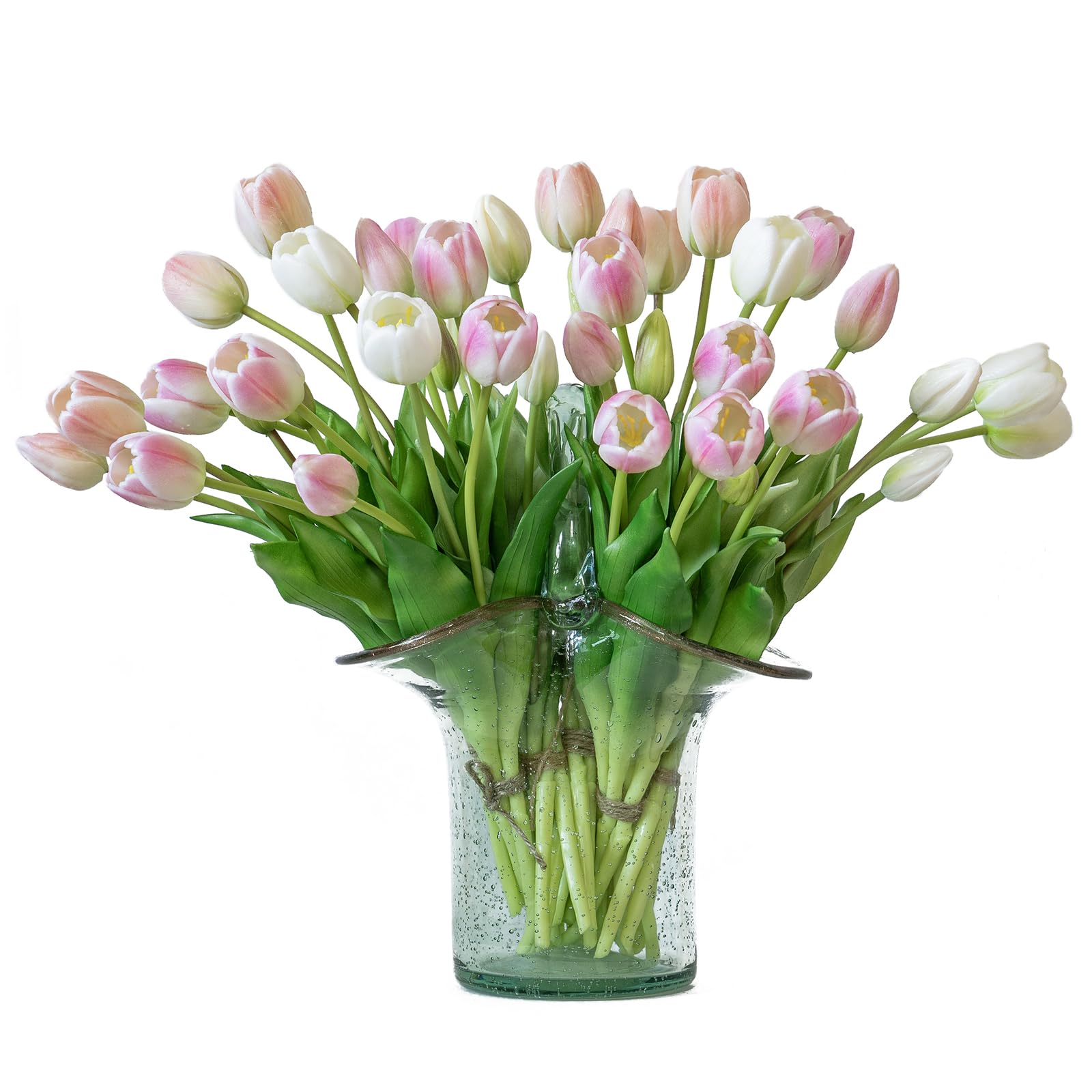 WISTART 24 stuks veelkleurige kunstmatige tulpen bloemen nep faux PU tulpen boeket echte touch bloemstuk voor thuis kamer kantoor feest bruiloft decoratie uitstekend cadeau-idee voor Moederdag