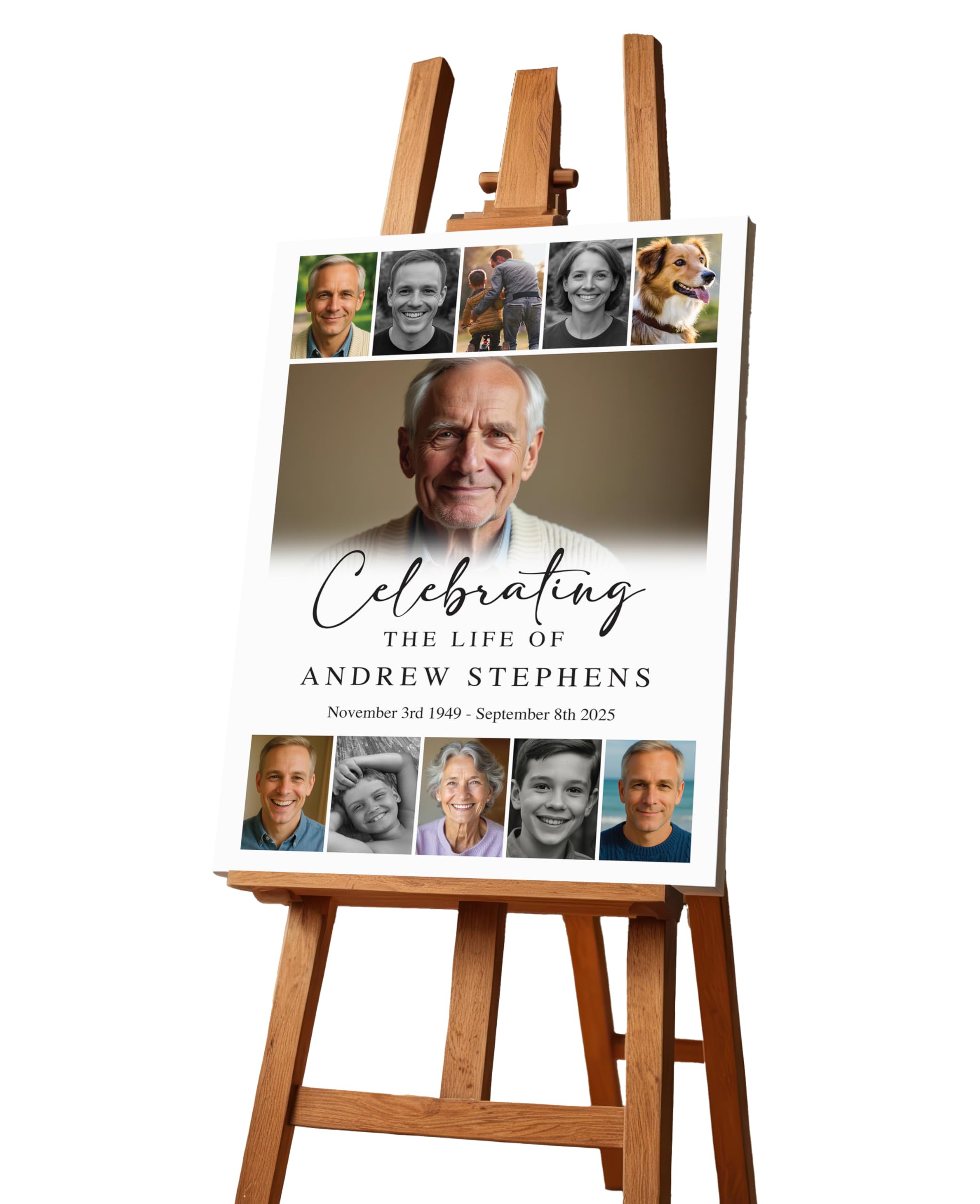 Personalised Funeral Condolence Memorial Sign Board In Loving Memory Celebration of Life Funeral Decorations Remberance Keepsake for Wake (11 Image Design) — image 1