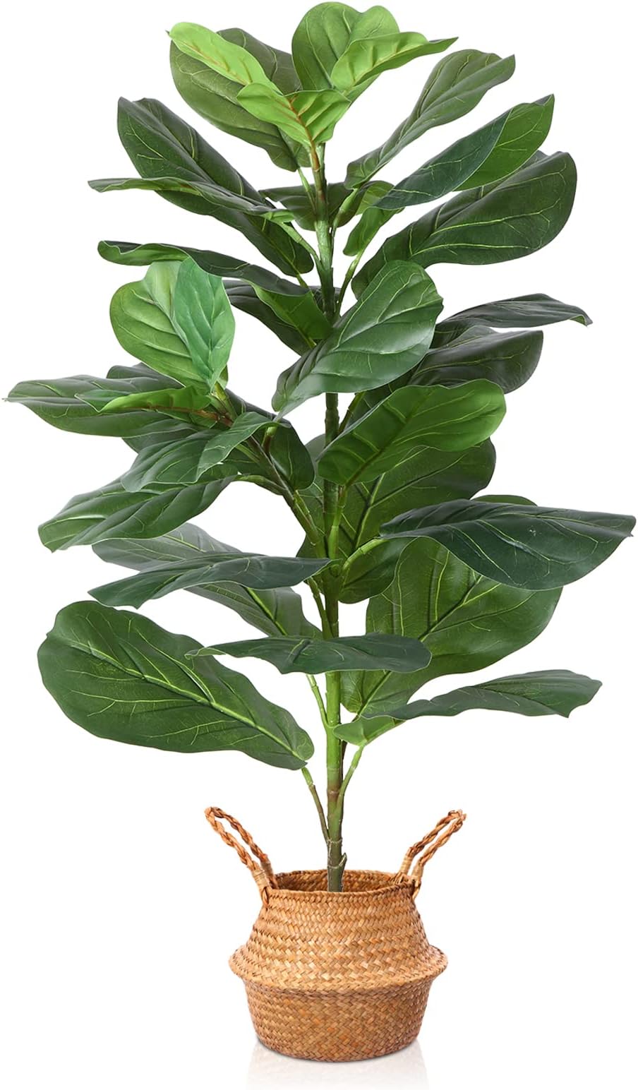 MOSADE Artificial Fiddle Leaf Fig Tree 37" Fake Potted Ficus Lyrata Plant with Handmade Seagrass Basket, Perfect Faux Plants Home DÃƒ©cor for Indoor Outdoor Office Porch Balcony Bedroom Bathroom Gift