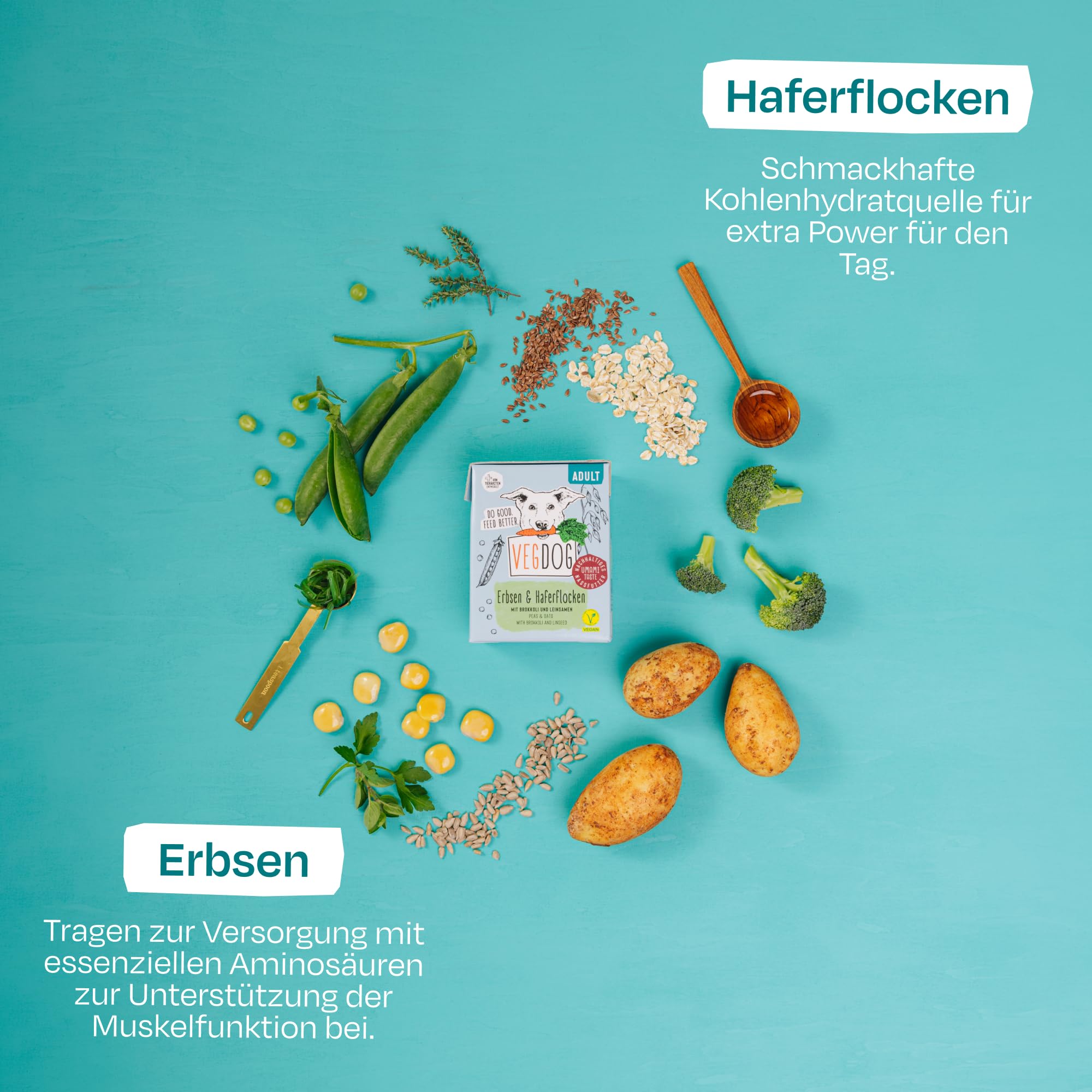 VEGDOG hypoallergenes Nassfutter im Tetra Pak (10 x 200 g) | Adulte Hunde | ohne Gluten und Soja | Alleinfutter für Allergiker mit Erbsenprotein