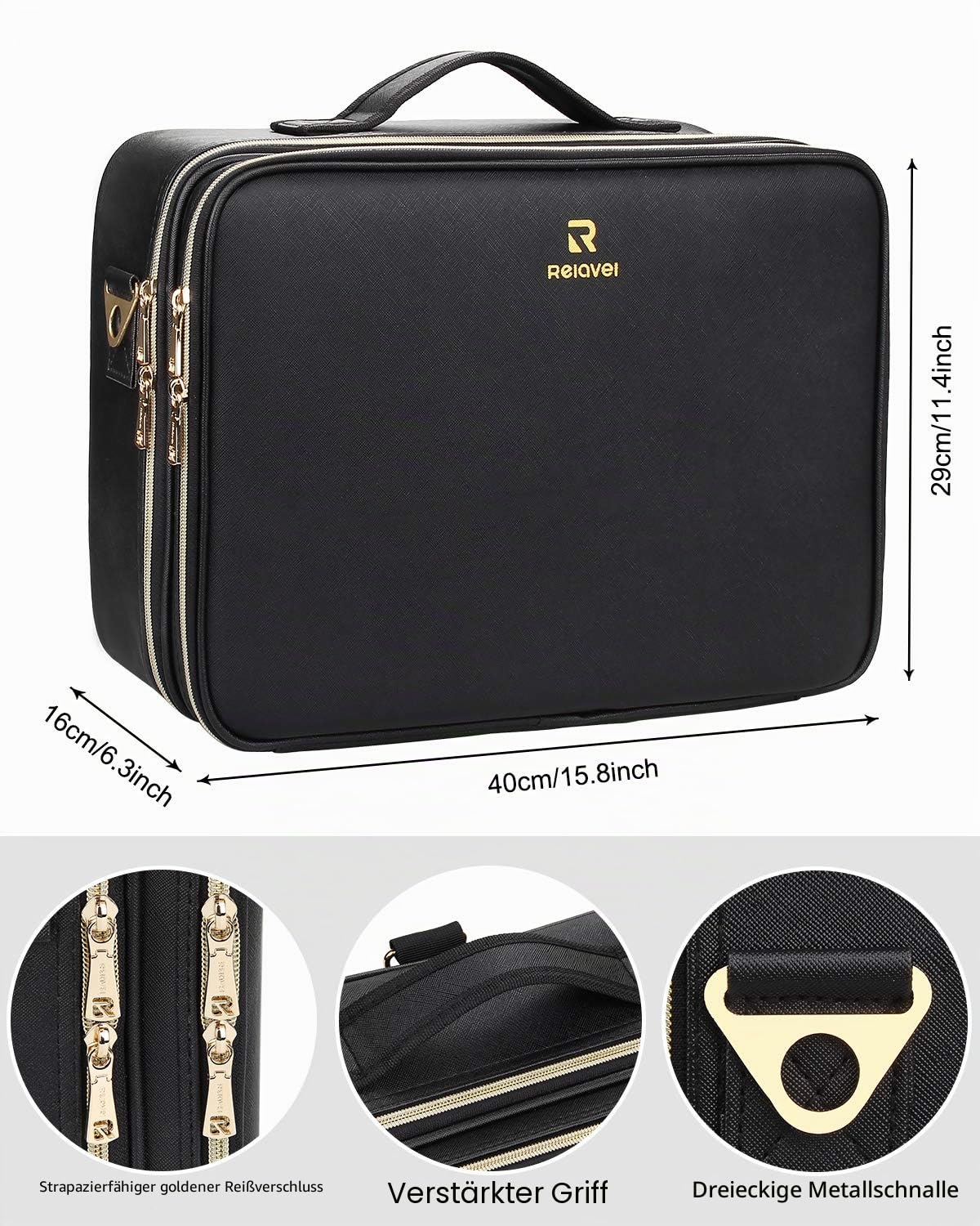 Relavel Große Kosmetiktasche - 15.8 inches, Portable Reise Kosmetikkoffer Damen Make Up Tasche Professionelle Makeup Organizer Tasche Beauty Case Schminktasche für MUAs Crossed Pattern-l