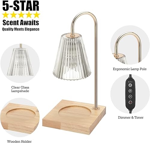 Miniatura 2 de Lámpara calentadora de velas con 2 bombillas compatible con velas en frasco lámpara eléctrica vintage de vela regulable derretida superior para cera