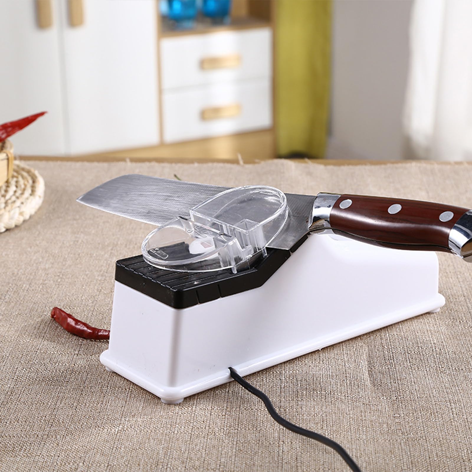 Katsuisharp Pro, Darferante De Cuchillo Eléctrico Prosharpen, 10 Veces Más Filo que Afiladores Estándar, Afilador De Cuchillo Multifuncional Con Cubierta Protectora (Versión mejorada)