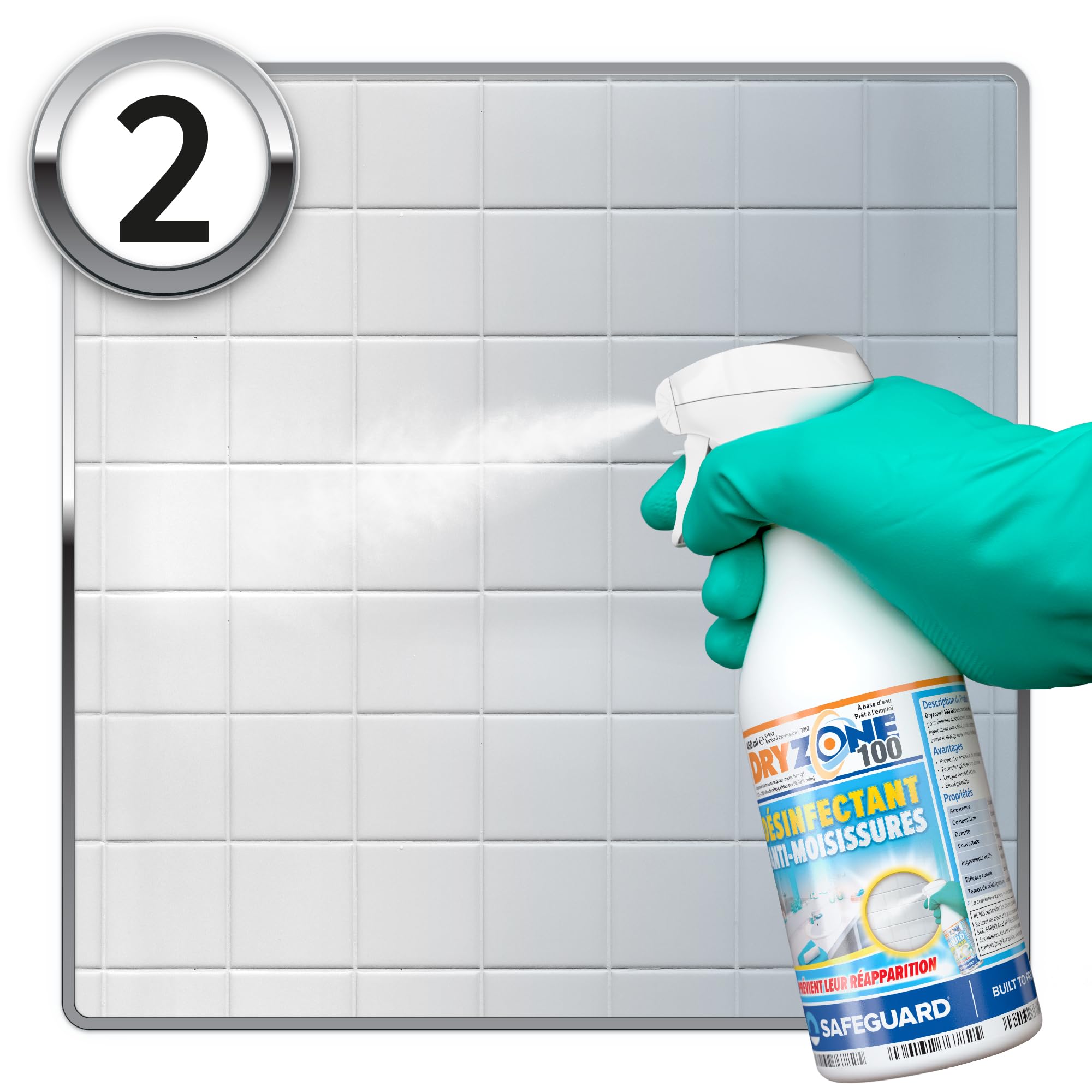Dryzone Kit d'Élimination et de Prévention des Moisissures (3 x 450 ml sprays) - Solution définitive à long terme contre les Moisissures - pour Murs, Douches, Salle de Bain et Cuisine