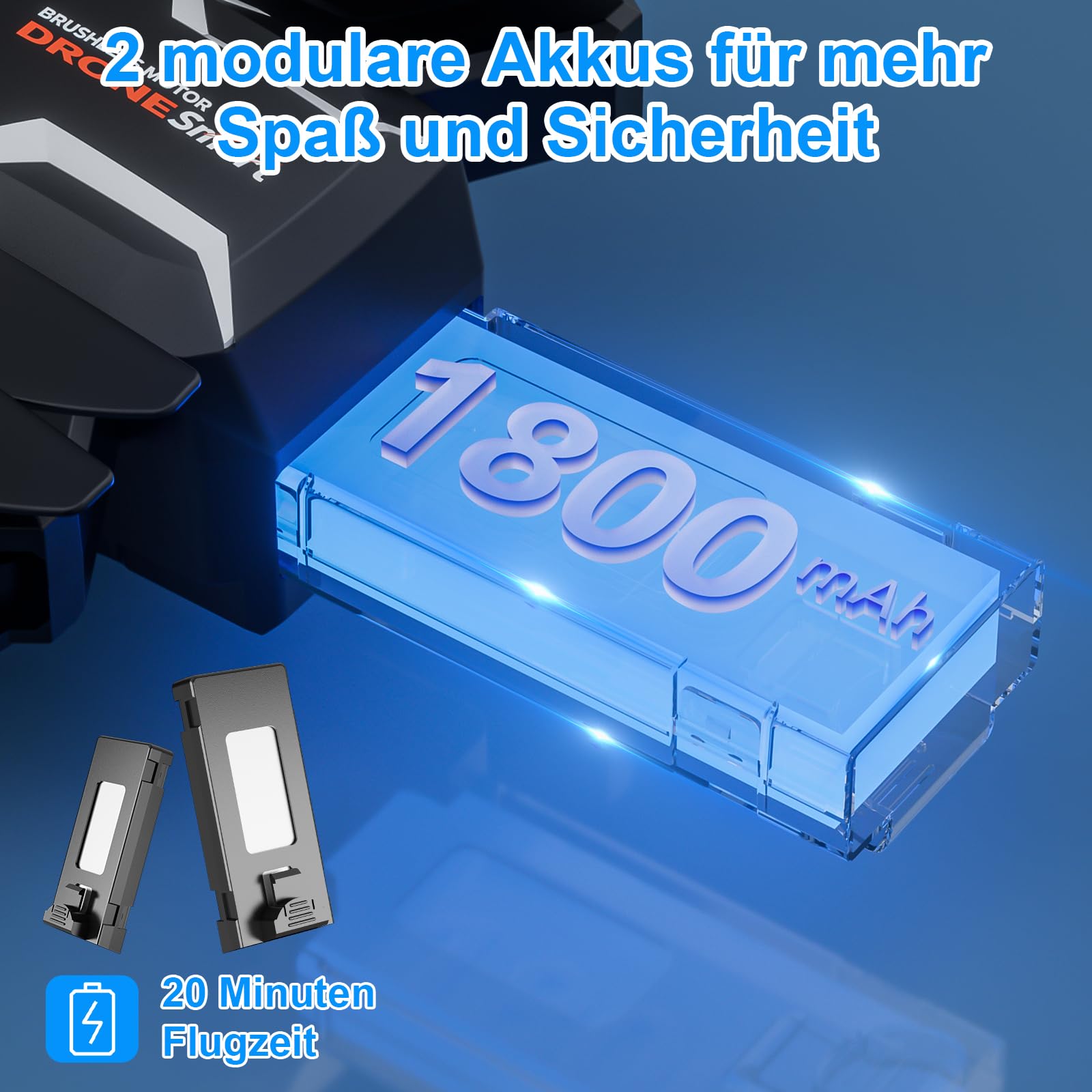 Drohne mit Kamera 4K, GuKKK Mini Drohne mit 2 Kameras HD, Faltbare FPV Drone Live Übertragung, Kamera Elektrisch Verstellbarer mit 2 Batterien,RC Drones WiFi FPV Übertragung Quadcopter für Anfänger