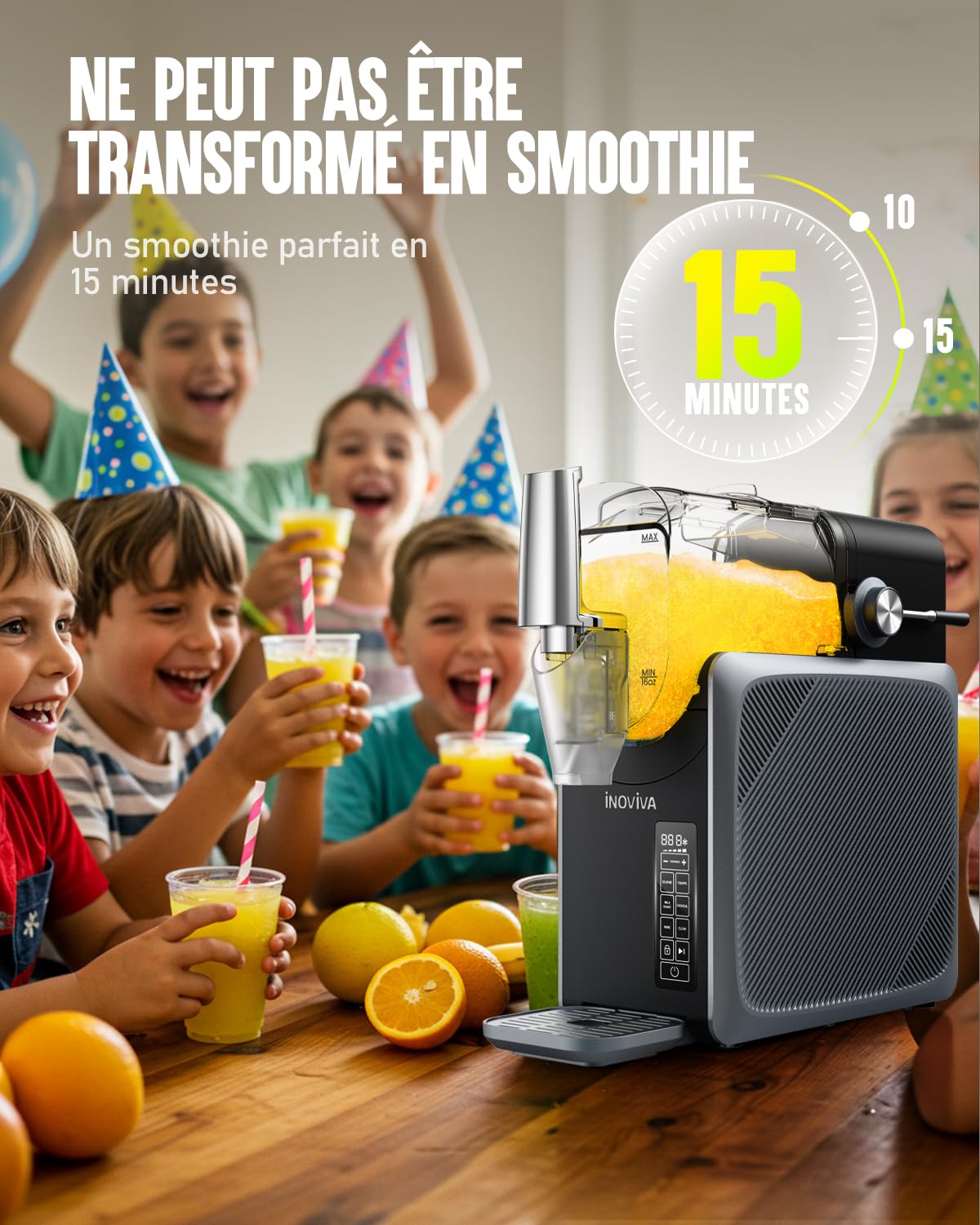 INOVIVA Machine à Granités 2,6 L,Slush Machine sans Glace, Granités à Domicile avec Autonettoyage, 5 Modes Préréglés, Slushies, Milkshakes, Frappés et Cocktails Congelés