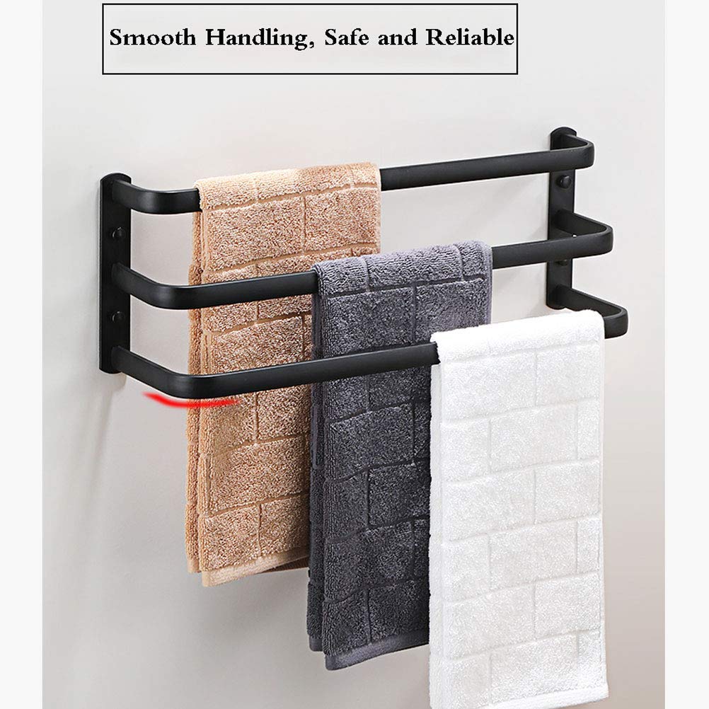 Portasciugamani da bagno a parete, portasciugamani in alluminio con spazio di dislocazione multistrato, portasciugamani per bagno, cucina, hotel, nero, triplo strato 30 cm (bianco triplo strato 50 cm)