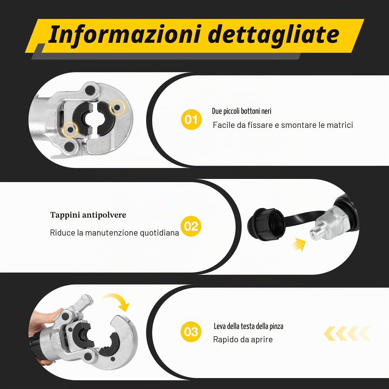 Pinza Idraulica 6T V12 - Set di Utensili per Pressare Tubi di Rame, Crimpatrice TH16-32mm, 28mm, Con 9
