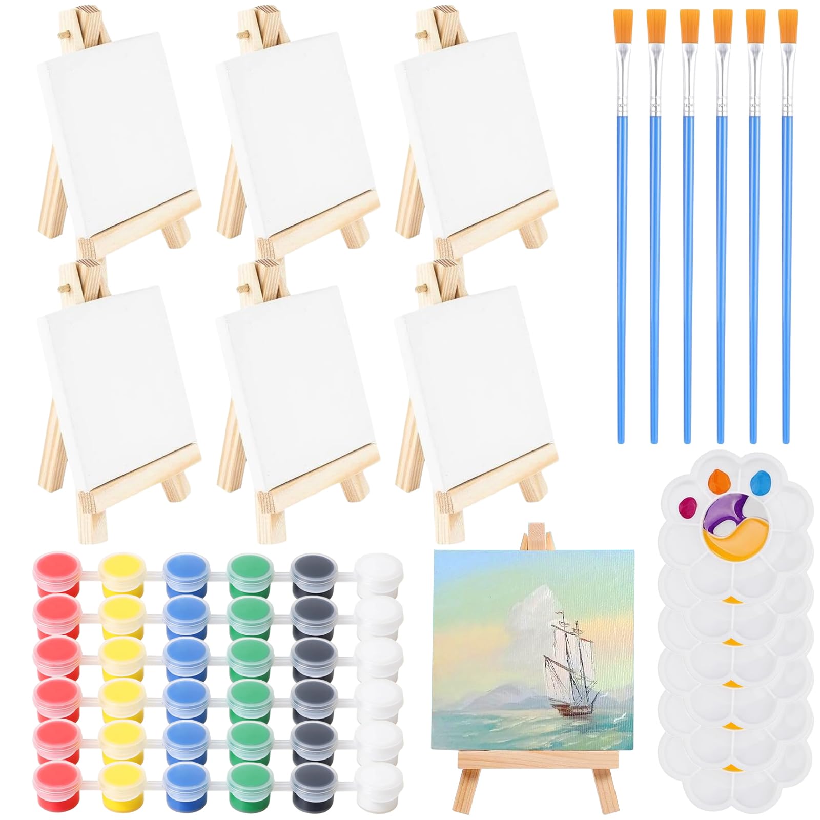 Set di 30 pezzi Mini Tele con Cavalletto in Legno,Mini Cavalletti con Tela D'arte Set di mini Tele Pittura con cavalletto Pittura per Artisti Principianti Hobbisti