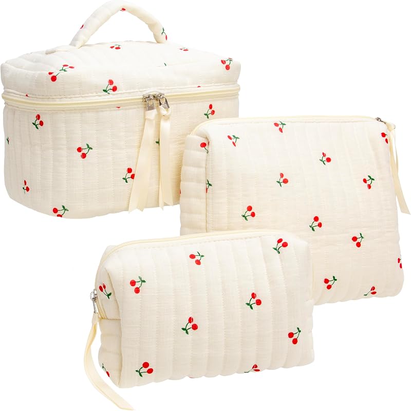 Conjunto com 3 necessaires de maquiagem PAZIMIIK, modelo 3P11, Cherry Beige