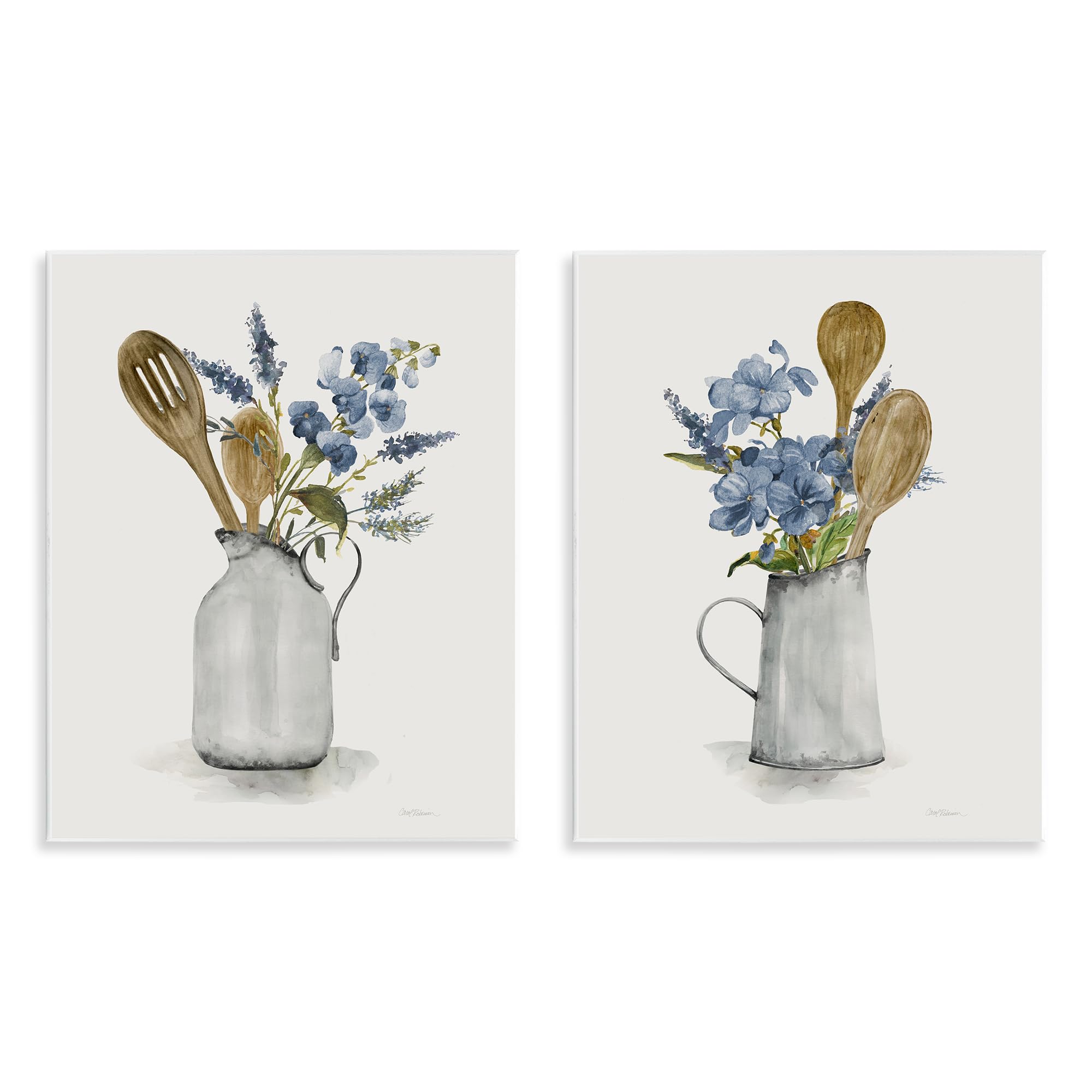 Stupell Industries Unframed Kitchen Pitcher Bouquet, 11 X 14 Inch Mounted Print On Wall Plaque Set
