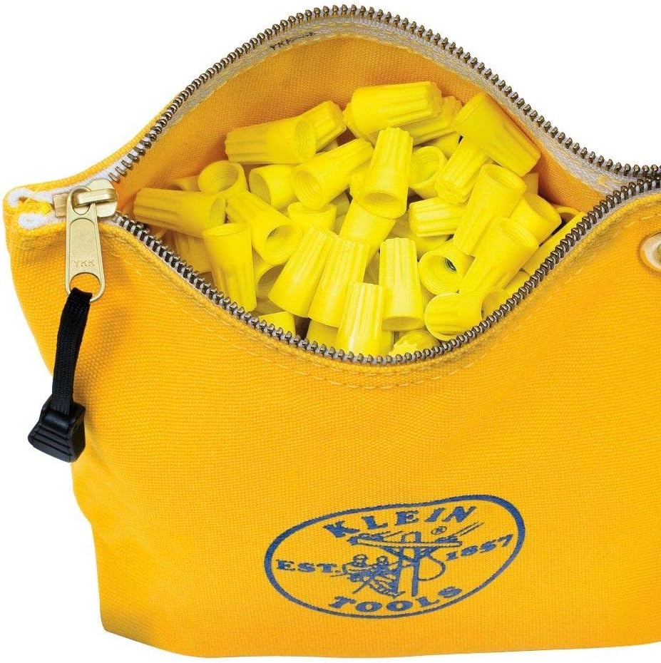 Klein Tools 5539CPAK Zipper Bags, Canvas Tool Pouches are 10-Inch Consumables Bags for Storing Parts, Assorted Color 3-Pack