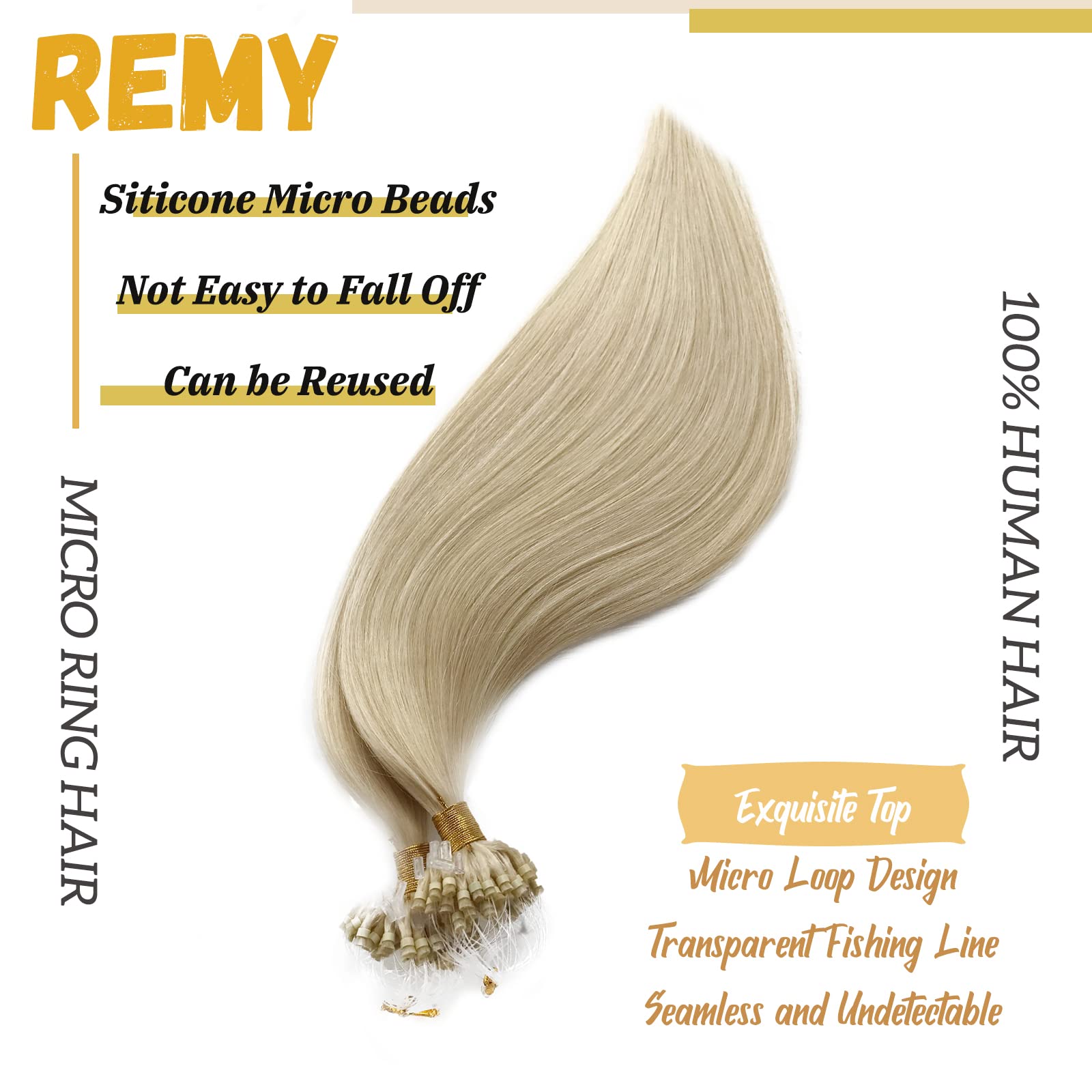 Amazon.com : Micro Loop Hair Extensions Human Hair Bead Hair 