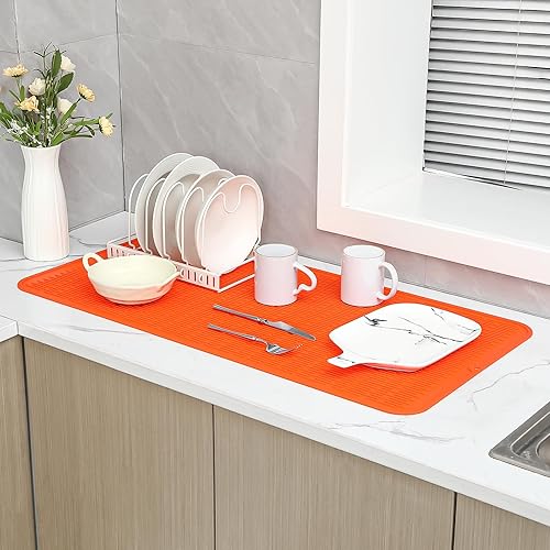 Miniatura 371 de Tapete de silicona para secado de platos para múltiples usos, fácil de limpiar, ecológico, resistente al calor, tapete de silicona para encimera