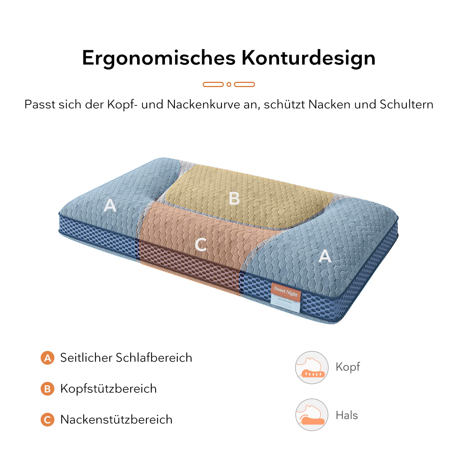 Sweetnight Kopfkissen 40x75 2er Set Polyester Füllung Atmungsaktiv Schlafkissen