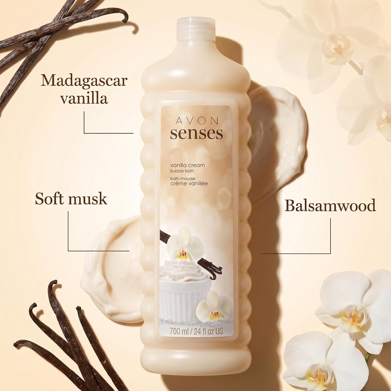 Avon Senses Vanilla Cream Bubble Bath for Women - 24 oz image 2