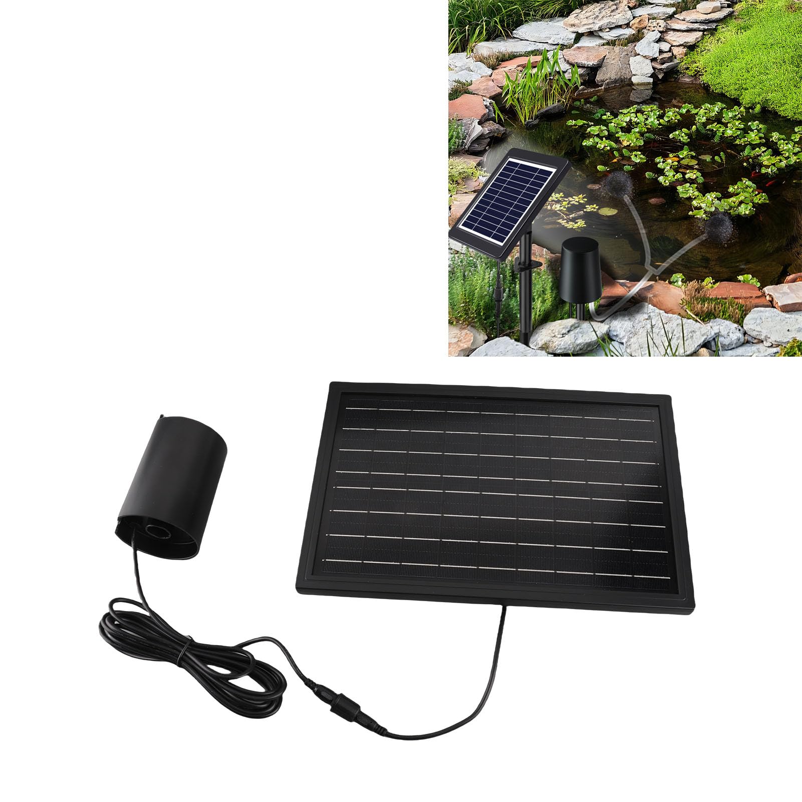 Alomejor Solar-Teichbelüfter, Effiziente, Langlebige Sauerstoffpumpe für Kleine Fischteiche und Aquarien, 10 V, 8 W, ABS-Material