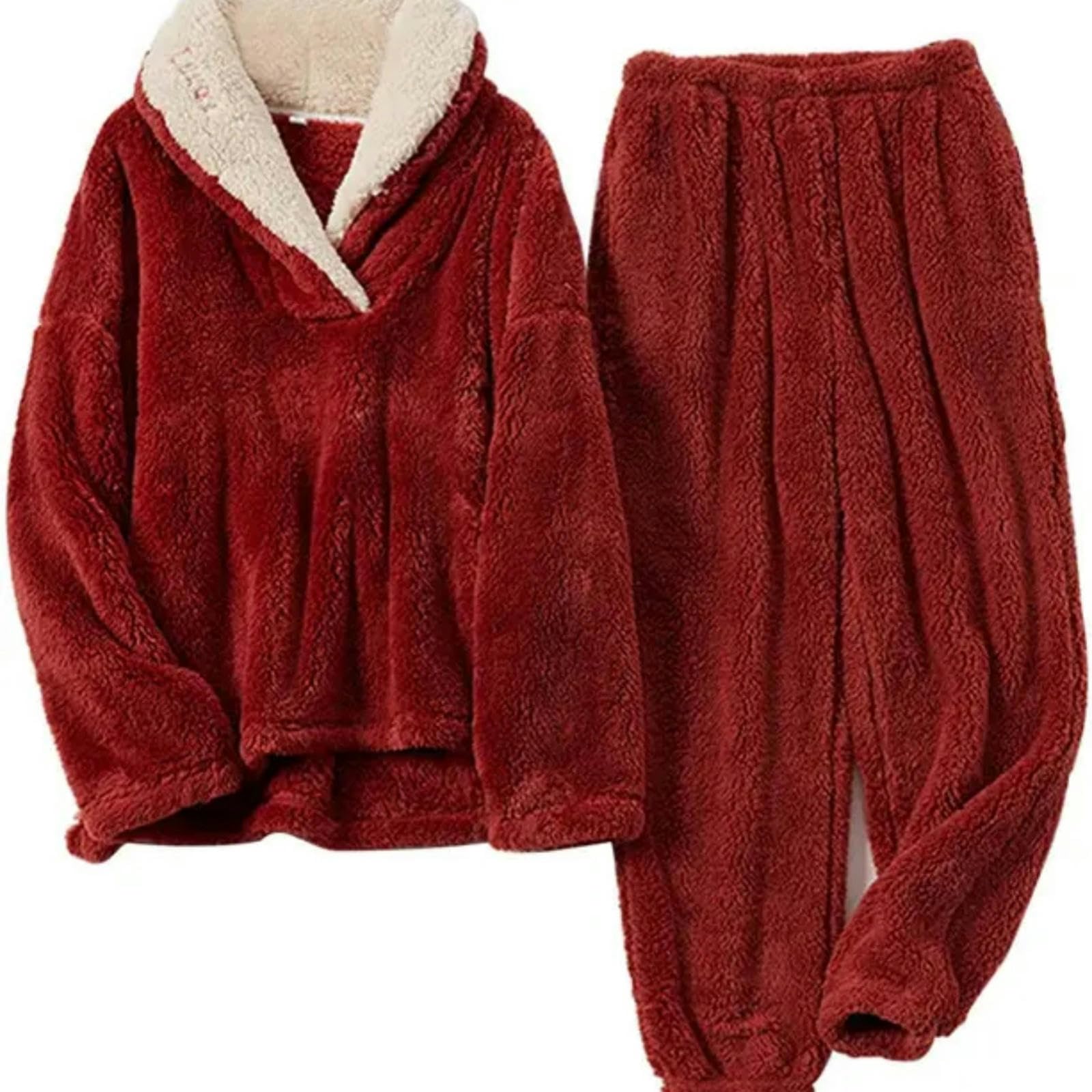 MdybF Pijamas de Mujer de Algodon Pijama Femenino Suave Y Cómodo Traje De Pijama Esponjoso Suéter Suelto Ropa Térmica Pijama De Invierno