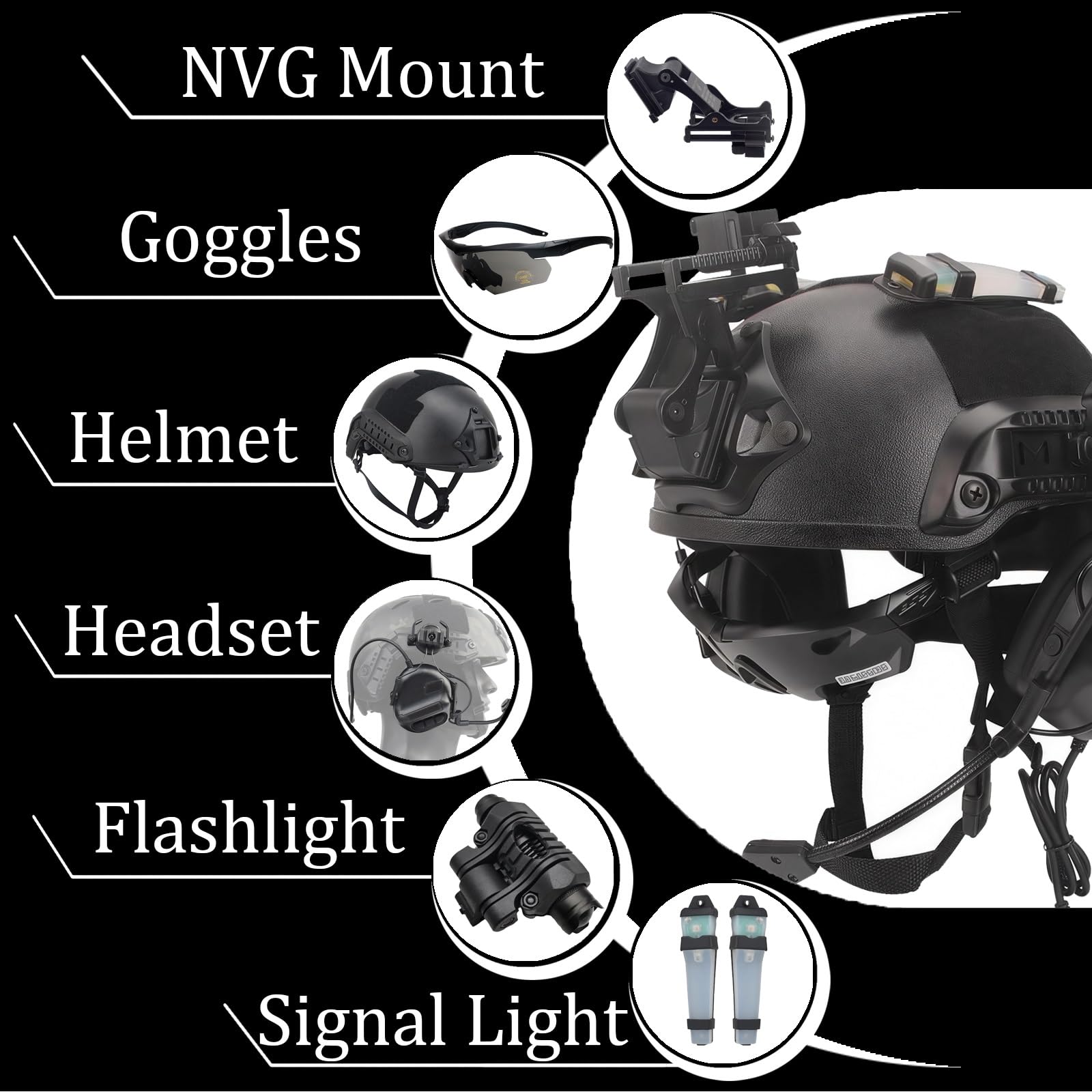Set de Casco Ajustable Mejorado con Auriculares y Gafas Protectoras | Casco Táctico de Airsoft para Cosplay Y Equipamiento de Simulación Militar