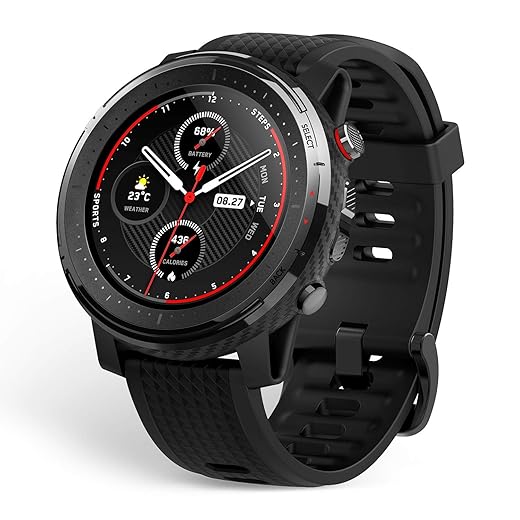 Amazfit Stratos 3 Smartwatch con GPS e Memoria Musicale, Orologio Sportivo con 19 Modalità Sportive, Display MIP da 1,34 Pollici, Impermeabile 5 ATM, Fitness Tracker per Uomo, Donna, Sport