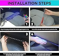 Vista 5 de Luces interiores para automóvil, control de aplicación, luces LED inteligentes para automóvil, 48 luces LED multicolor, luces interiores LED