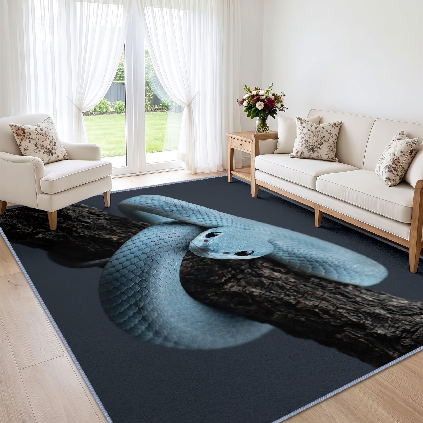 Générique Tapis Serpent Branche d’intérieur Durable, Facile à Nettoyer 80x150 cm, Naturel Animal Mystérieux Tapis pour Salon, Chambre, Cuisine ou entrée