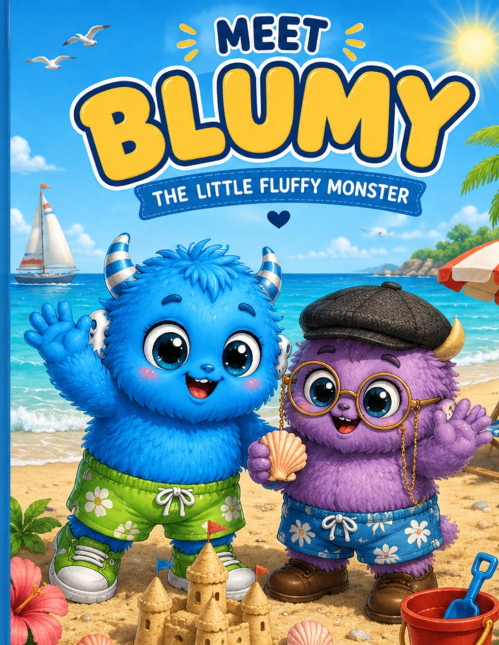 Blumy the Blue Monster and Nubi at the Beach: A Cute Summer Coloring Book for Kids with Fun Beach Activities, Sandcastles, and Ocean Adventures (Blumy The Blue Monster Series)