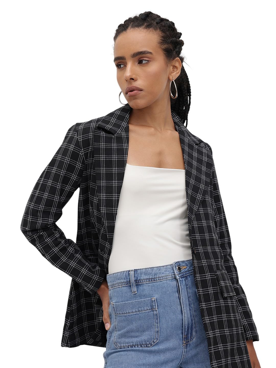 Notched Lapel Collar Single-Breasted Blazer-image-24