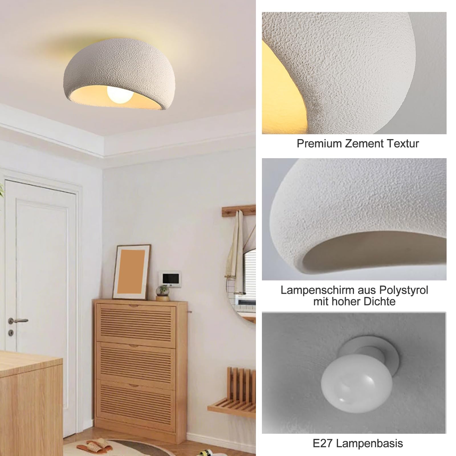 Plafondlamp Wabi-Sabi, E27 Japanse verlichting Plafondlamp Inrichting voor Keukeneiland Slaapkamer Eetkamer Hal (A,30CM