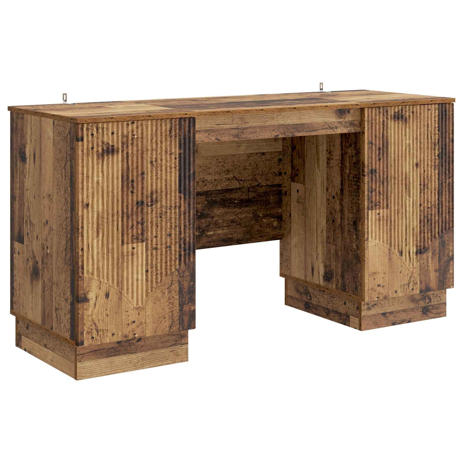 Scrivania in Legno Ingegnerizzato 142,5x50x75 cm Legno Antico | Tavolo da lavoro con ante e ripiani interni per organizzare lo studio, l'ufficio o il soggiorno moderno.