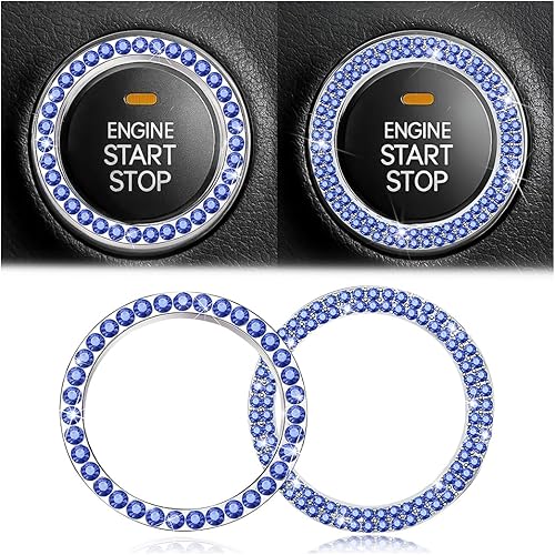 Vista 30 de Calcomanías de anillo de arranque de motor con cristales de imitación brillantes, paquete de 2 cubiertas/adhesivos para botón de arranque