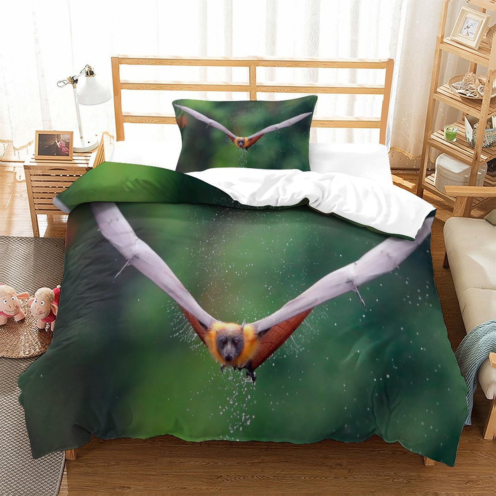 P1S9U7W5Y Nature Bird 3D Printed Duvet Cover Set 3pcs Microfiber Bird Bedding Set Single