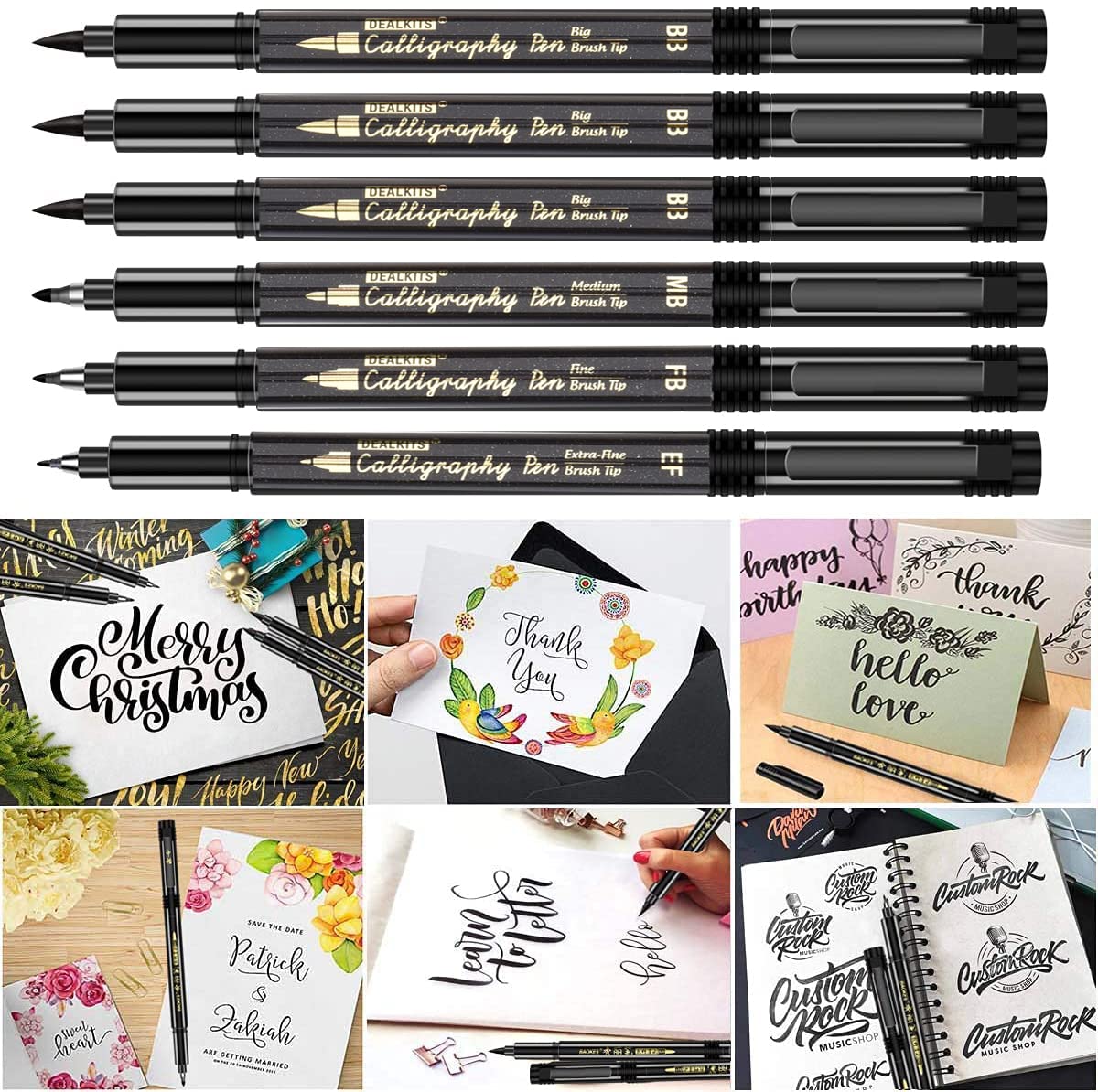 Set 6 Pennarelli Calligrafia Welsberg - 4 Misure Punta, Per Lettering E Diario - Foto 2