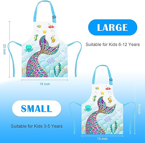 Miniatura 3 de Delantal de Dinosaurio para Niños Varones con Bolsillo, Delantales de Unicornio para Niñas para Cocinar, Pintar, Delantal de Cocina para Niños de 3