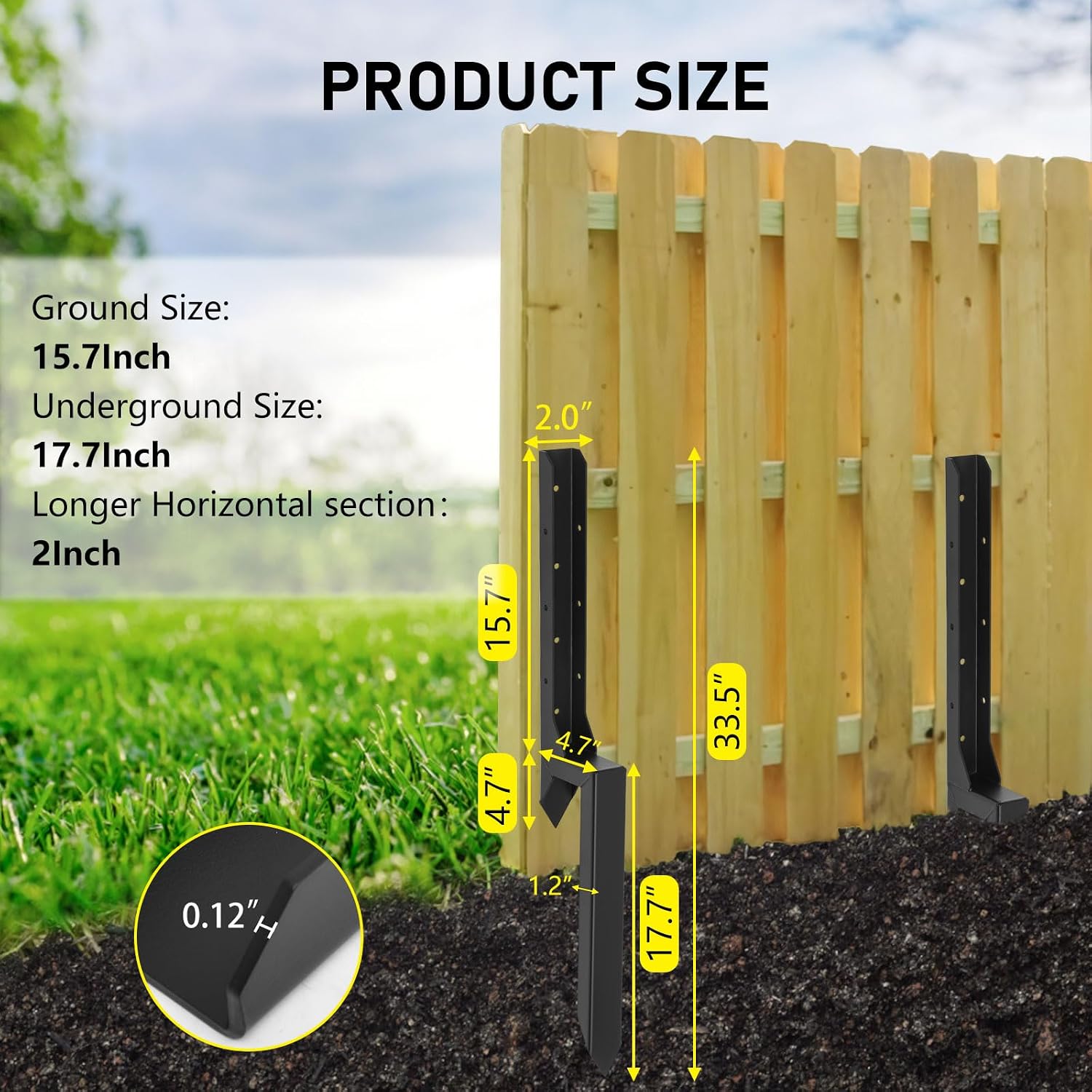 6Pack Fence Post Repair Stakes Kit, Heavy-Duty Metal Fence Post Repair Anchor, Decking Posts, Support 4x4/6x6 Garden Broken Wood Fence Post