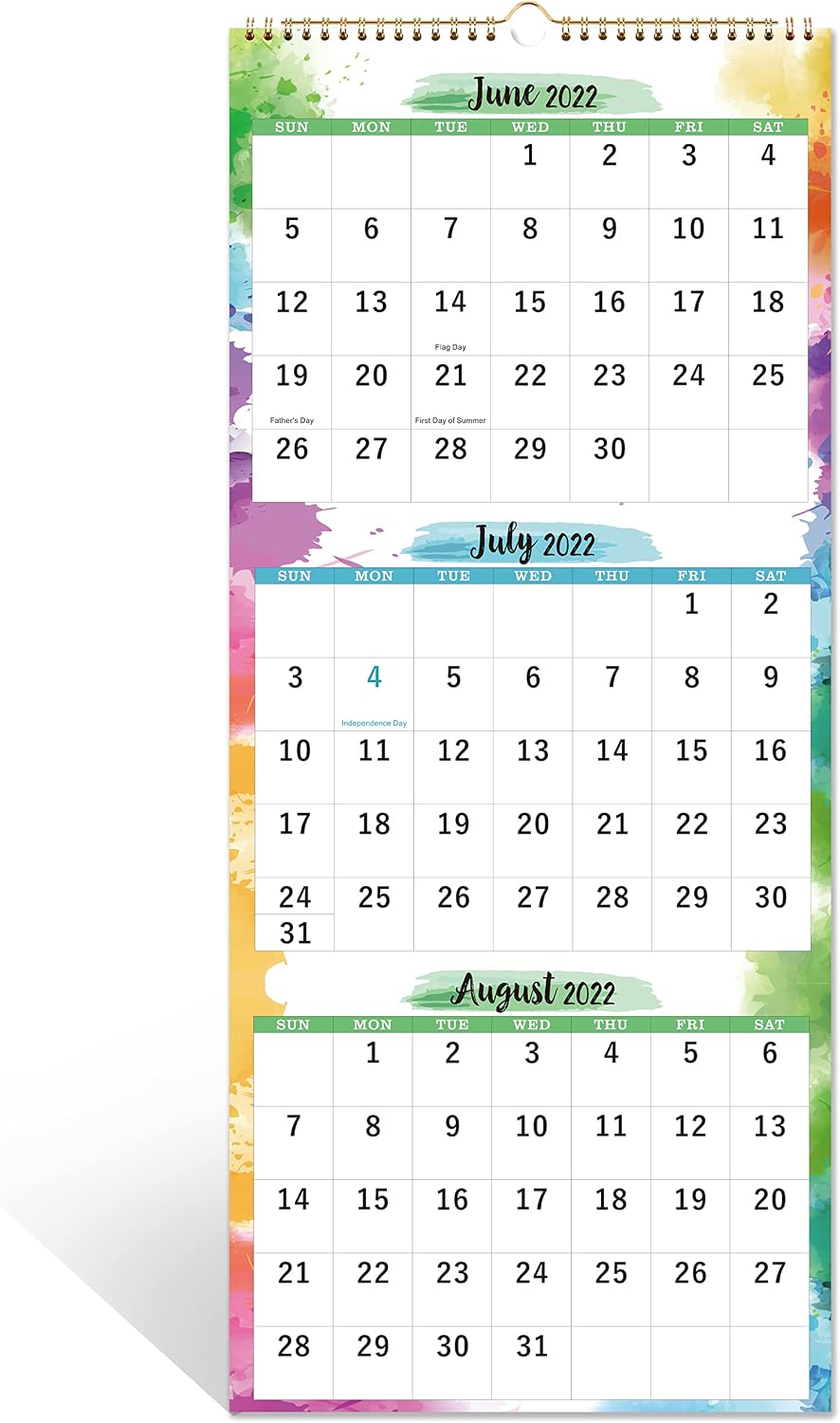 2022-2023 Calendar - 3 Month Wall Calendar, (Folded as a One Month Calendar), 11" x 26", May 2022 - June 2023, Vertical Calendar with Thick Paper, Perfect for Organizing & Planning - Poluma