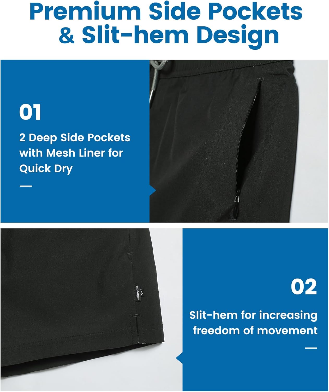 maamgic Mens Swim Trunks with Compression Liner Short Stretch Mens Bathing Suit Quick Dry Swimming Trunks Swimsuit - Image 4