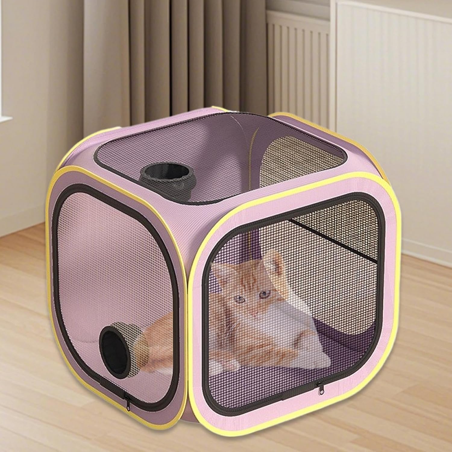 Pet Dryer Box, Portable Drying Crate for Cats and Dogs, PVC, Oxford Cloth Grooming Cage Design, Anti-Hair Flying Enclosure, Ideal Room House Box for Puppies and Small Pets, 50x50x50cm