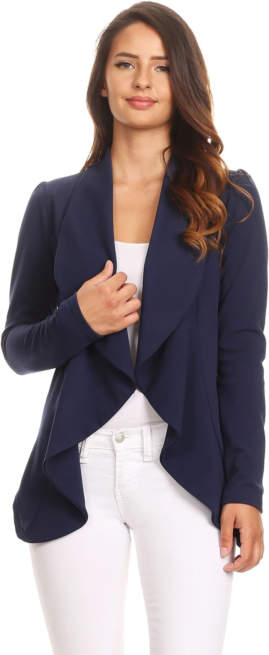 Instar Mode Women's Solid Formal Style Open Front Long Sleeves Blazer - Made in USA
