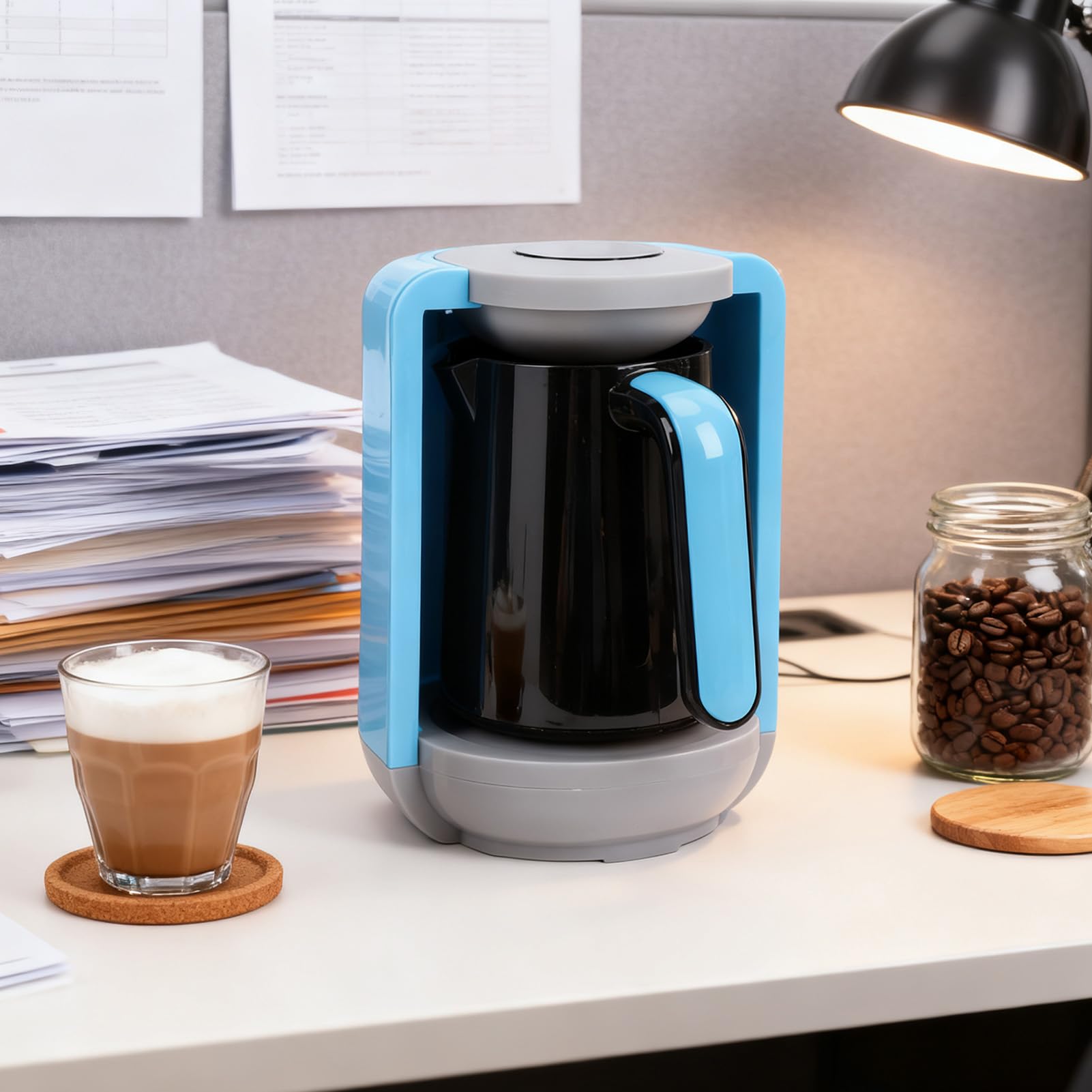 Tnfeeon Bollitore Elettrico Scaldabagno Portatile Macchina per caffè Turco a Preparazione Rapida da 400 W in 5 Minuti Funzione di Riscaldamento della Tazza Capacità di 26 Once per Uso in Viaggio in