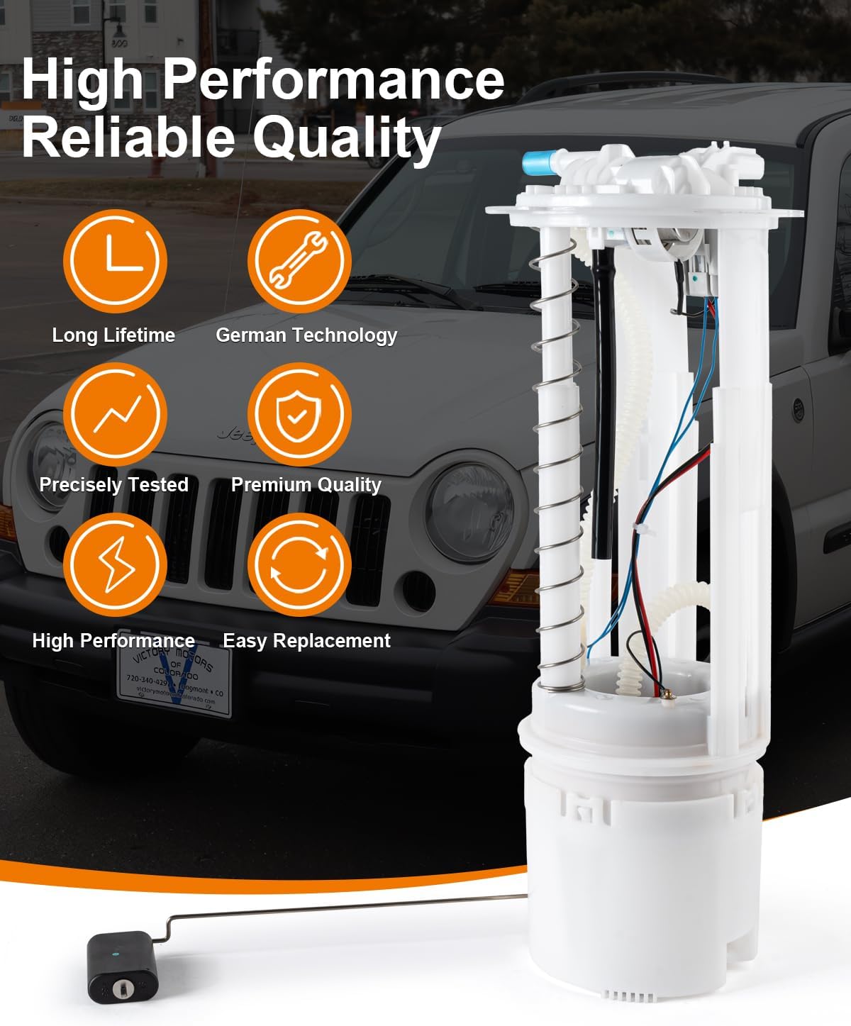 Electric Fuel Pump Module Assembly Compatible with 2005 2006 2007 Jeep Liberty L4 2.4L, V6 3.7L GAS Replace E7199M 5140829AD 68011583AA E7207 FG0929