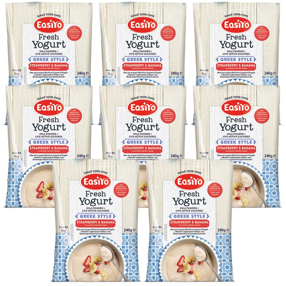 Buy EasiYo Greek Style Strawberry & Banana 8 Sachet Pack (Best Before
