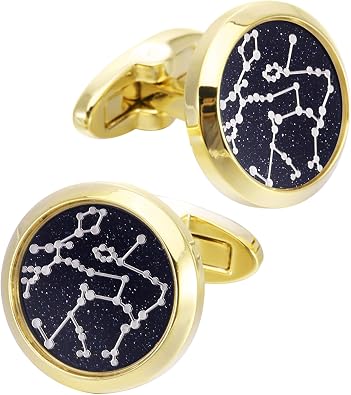 Sky Constellation Pattern Round Mens Cufflinks Shirt In Gift Case