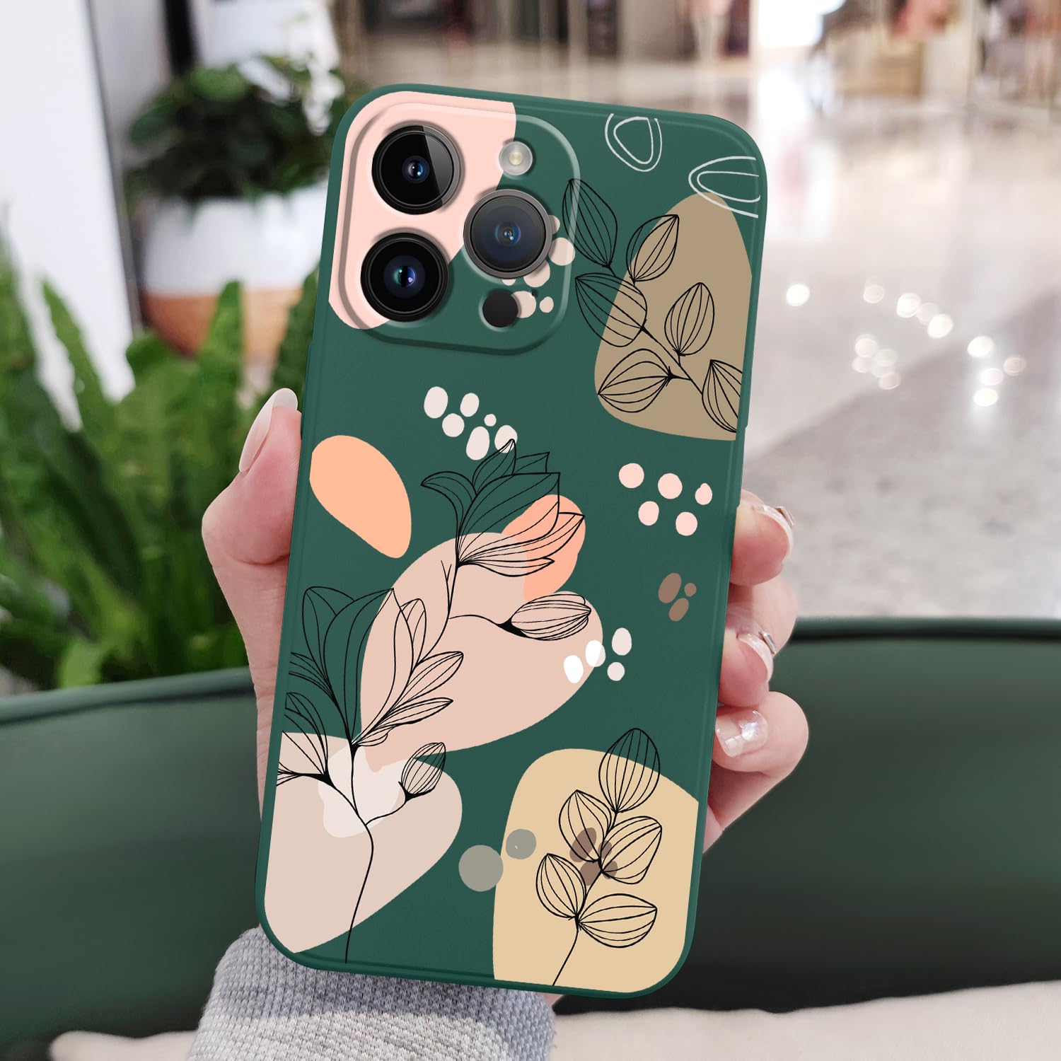 Generic For IPhone 14 Pro Max Case Astronaut Butterfly Flower Pattern Soft Anti Scratch Microfiber Lining Inside Phone Cover Anti Fingerprint Slim Fit Silicone Soft 14 Pro Max Case Dark Green 1