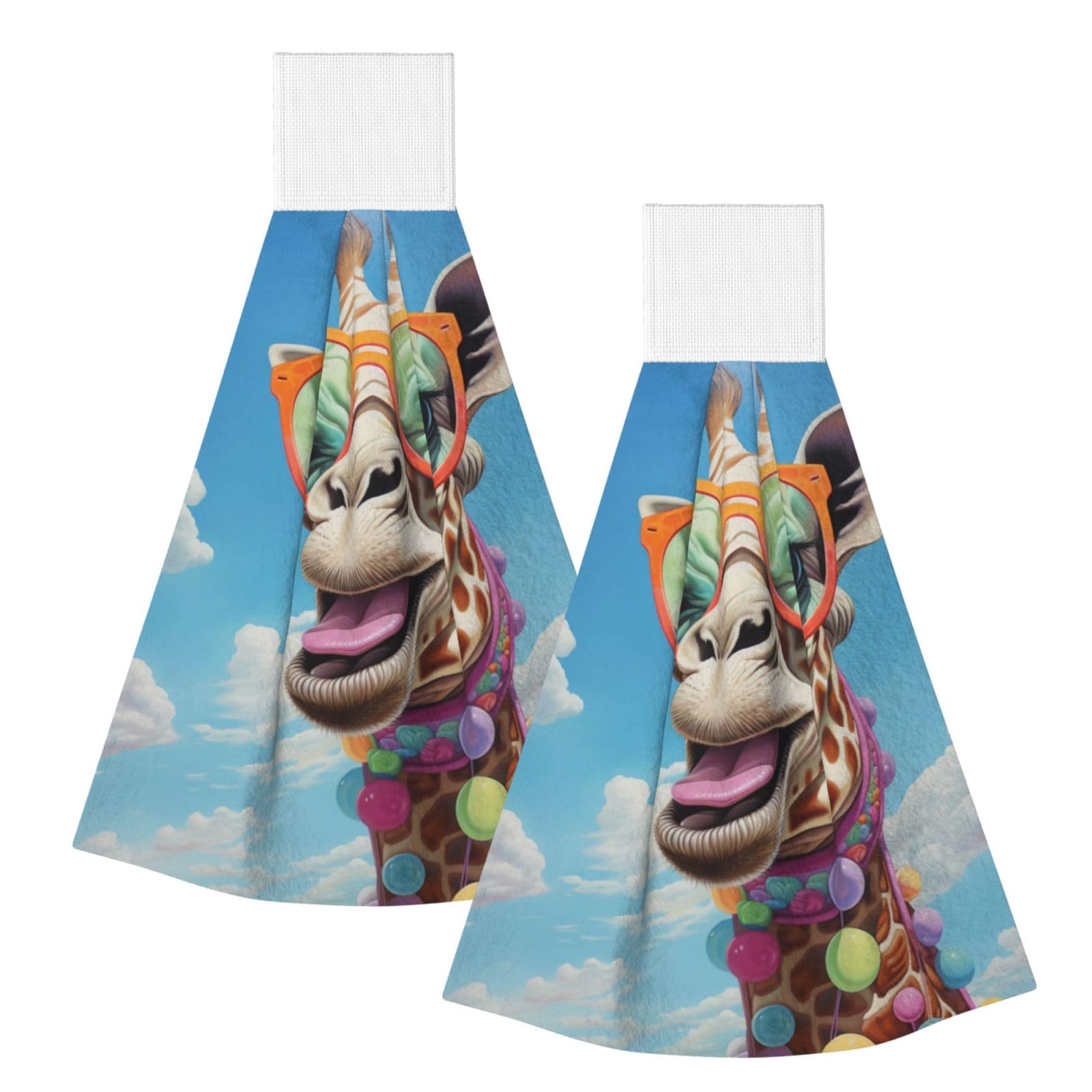 ZQYTGFDC Giraffe with colored glasses Highly Absorbent Dish Towels Soft Coral Fleece Wipe