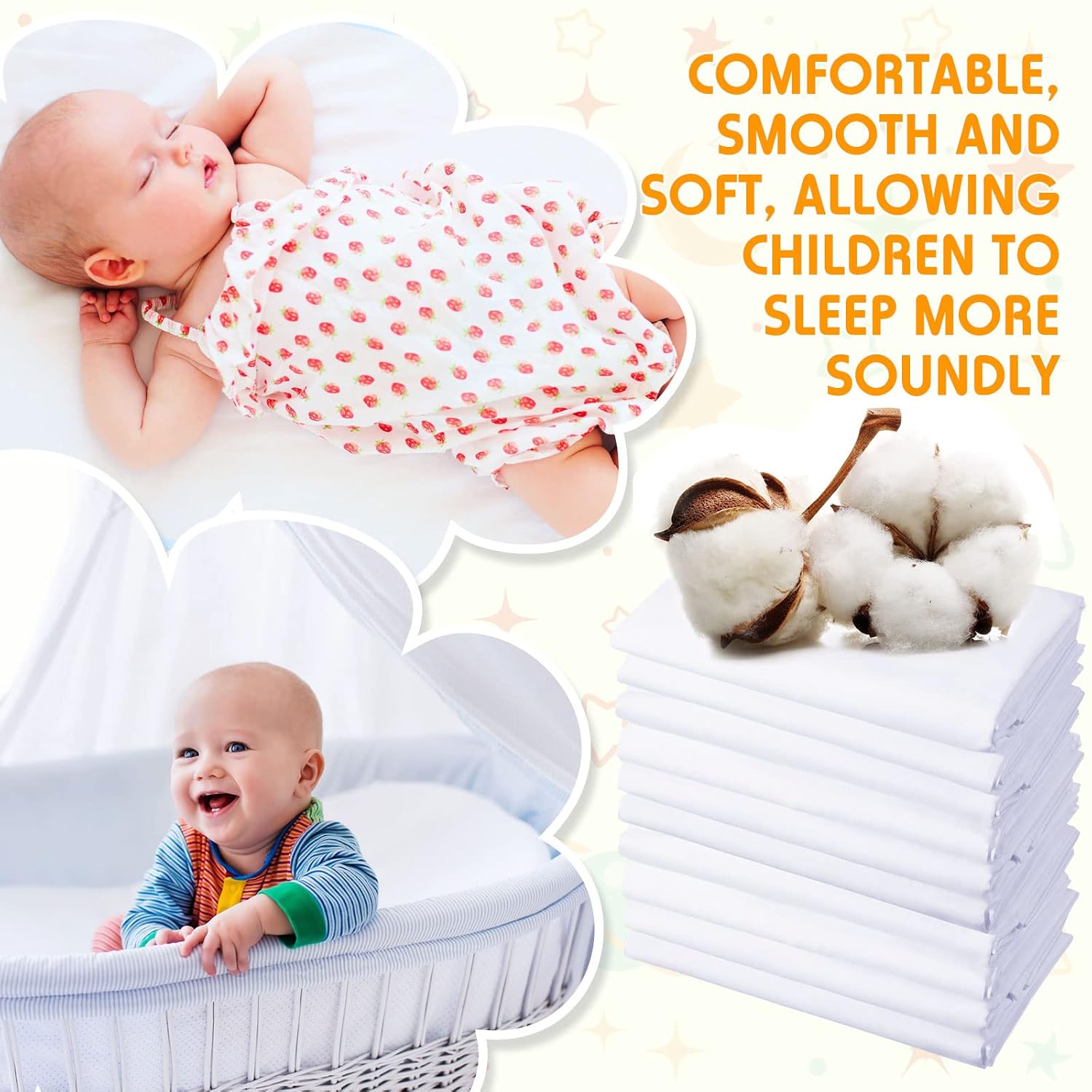 20 Pcs Day Care Nap Mat Sheet Preschool Daycare Rest Mat Cover Cotton Baby Care Sheet 32 x 47 x 4 Inch Nap Mat Sheet for Boys Girls Classroom Nursery Kindergarten, White