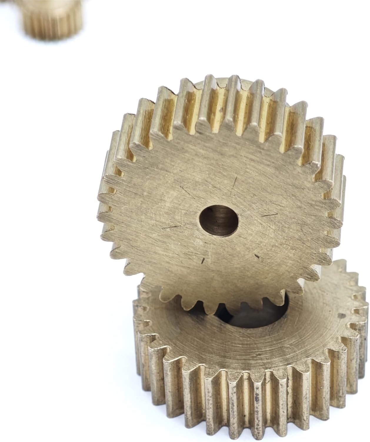 Gear Pinion, Engine,Brass 0.6M 99T Cylindrical with Step 5mm Teeth Thickness Straight .6 Module Spur Shaft Hardware(3mm bore)