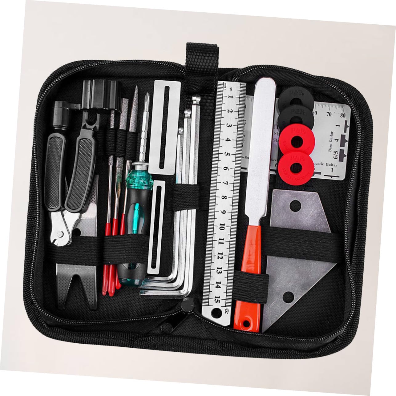 NOLITOY 20 piezas Kit de Herramientas Reparación Guitarra Metálicas y Plásticas Duraderas con Llave Inglesa Regla y Accesorios Ligeros para y Pulido Fácil